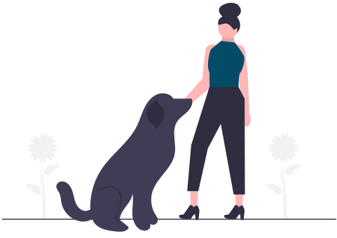 Woman beside pet dog Icon